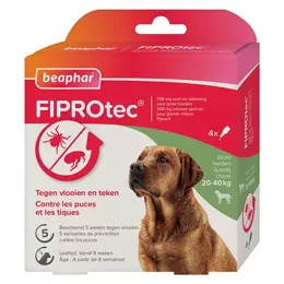 Beaphar Fiprotec Solution Antiparasitaire Spot-On Chien Grande Race 4 unités x 2,68ml