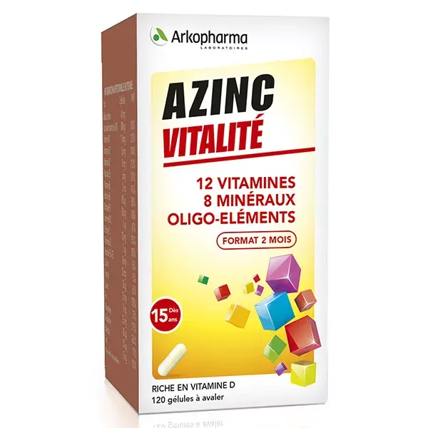 Arkopharma Azinc Adulte Vitalité Vitamines C & E Zinc 120 gélules