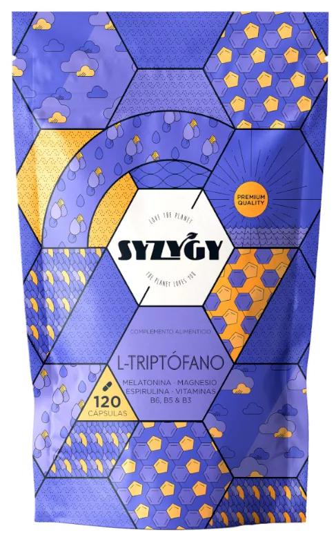 Syzygy Food Tryptophane avec Mélatonine et Magnésium, Vit B6, B5, B3 et Spiruline 120 Gélules