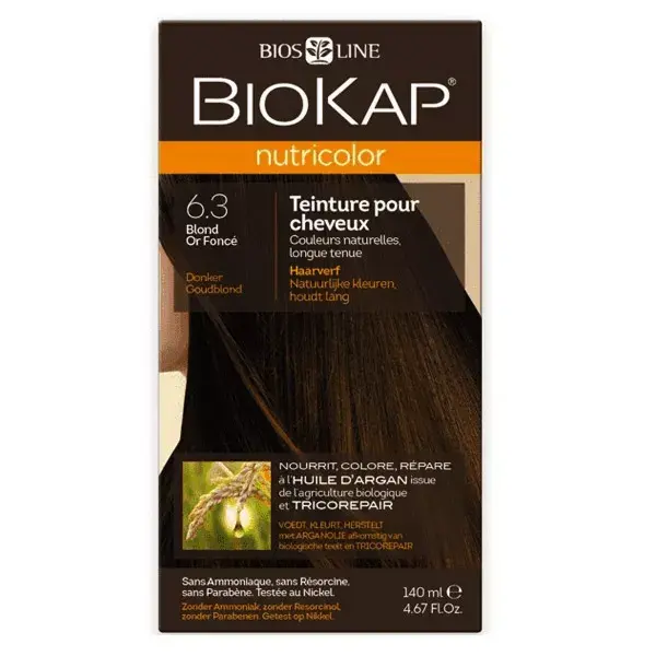 Biokap Nutricolor Teinture pour Cheveux 6.3 Blond Or Foncé 140ml