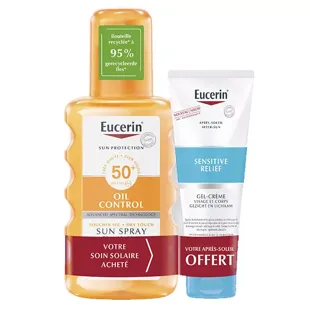 Eucerin Sun Protection Sensitive Protect Spray Solaire Transparent SPF50 200ml + Après Soleil 50ml Offert
