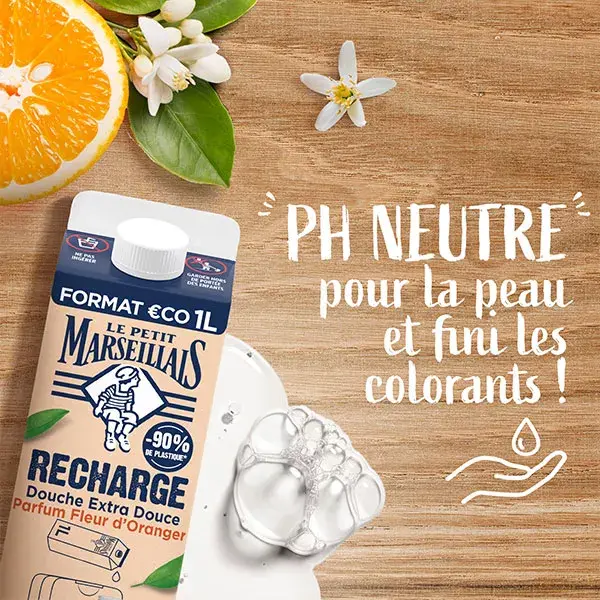 Le Petit Marseillais Eco-Recharge Crème de Douche Extra Doux Fleur d'Oranger 1L