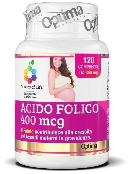 Optima Naturals Colours of Life Acido Folico Integratore Gravidanza 120 Compresse