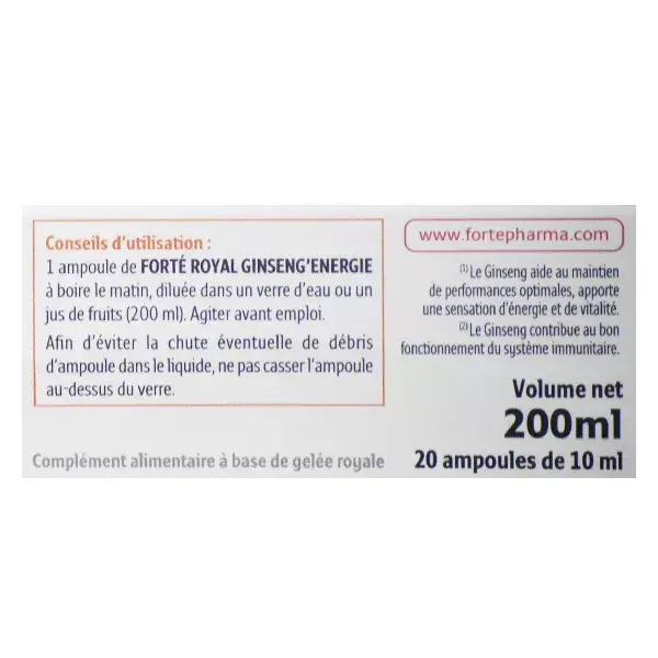 Forté Pharma Forté Royal Ginseng'Energia 20 fialette 