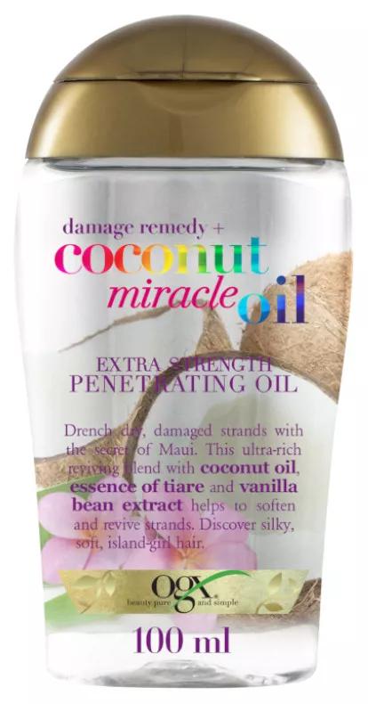 OGX Coconut Miracle Oil Huile de Coco Pénétrante Réparatrice 100 ml