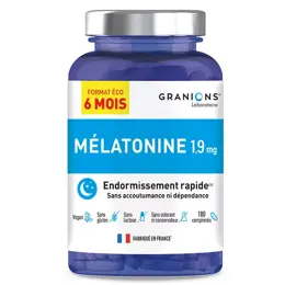 Granions Mélatonine 1,9 mg Favorise l'Endormissement 180 comprimés