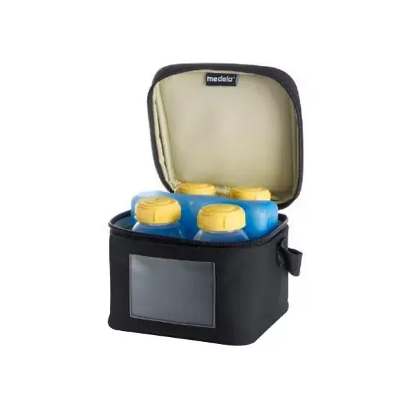 Medela Cooler Bag Compartimento y Bloque Refrigerante + 4 Biberones