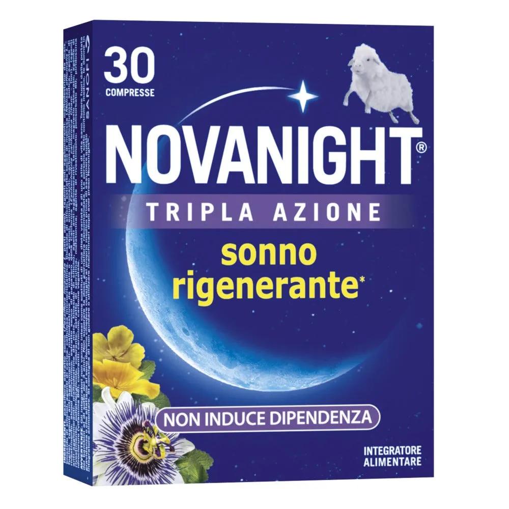 Novanight Tripla Azione Integratore con Melissa e Melatonina per Sonno Rigenerante 30 Compresse