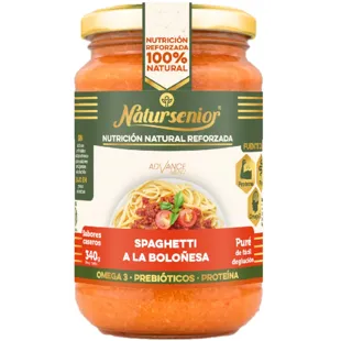 Natursenior Puree Spaghetti Bolognese Ω3+Prebiotics+Protein 340 gr