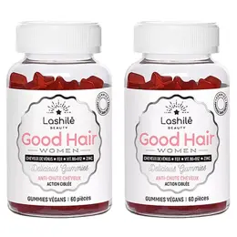 Lashilé Beauty Good Hair Women Anti-Chute Cheveux Sans Sucres Lot de 2 x 60 gummies