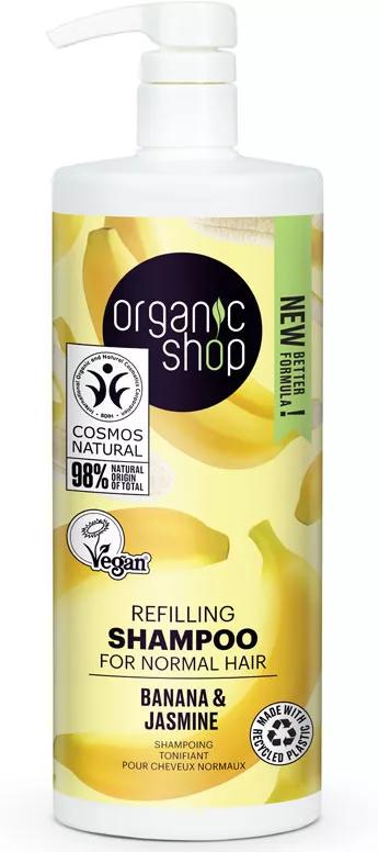 Organic Shop Banaan en Jasmijn Normaal Haar Shampoo 1 Liter