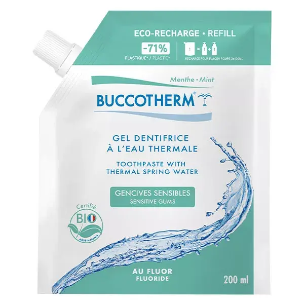Buccotherm Gel Dentifrice Gencives Sensibles Menthe Bio Éco-Recharge 200ml