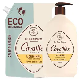 Rogé Cavaillès Gel Bain Douche Surgras L'Original 1L + Éco-Recharge 1L