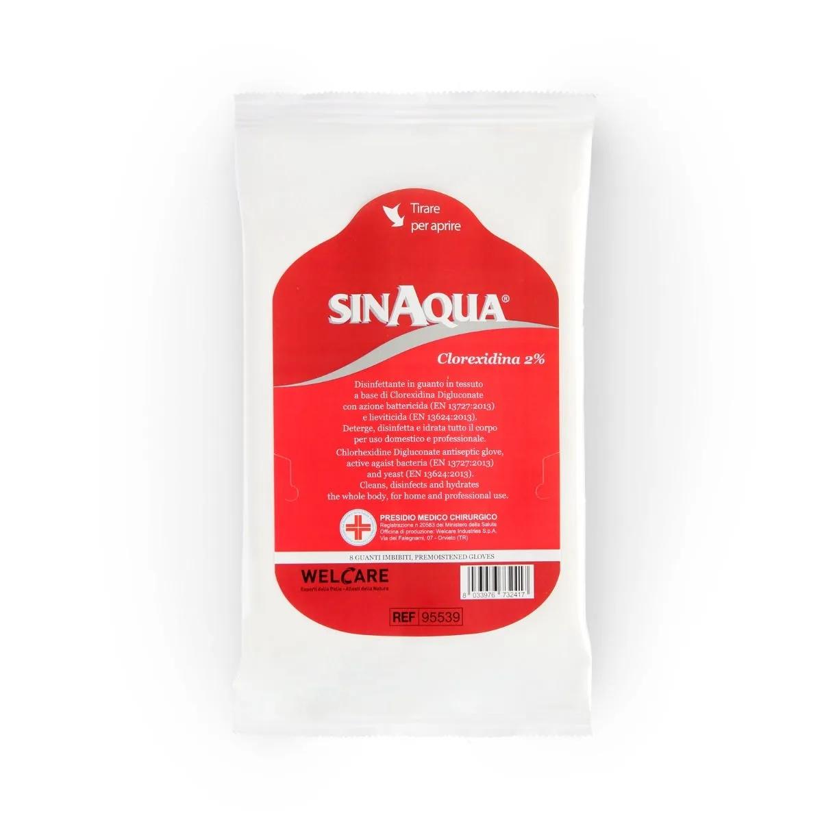 Sinaqua Glove Clorexidina 2% Guanti Disinfettanti 8 Pezzi