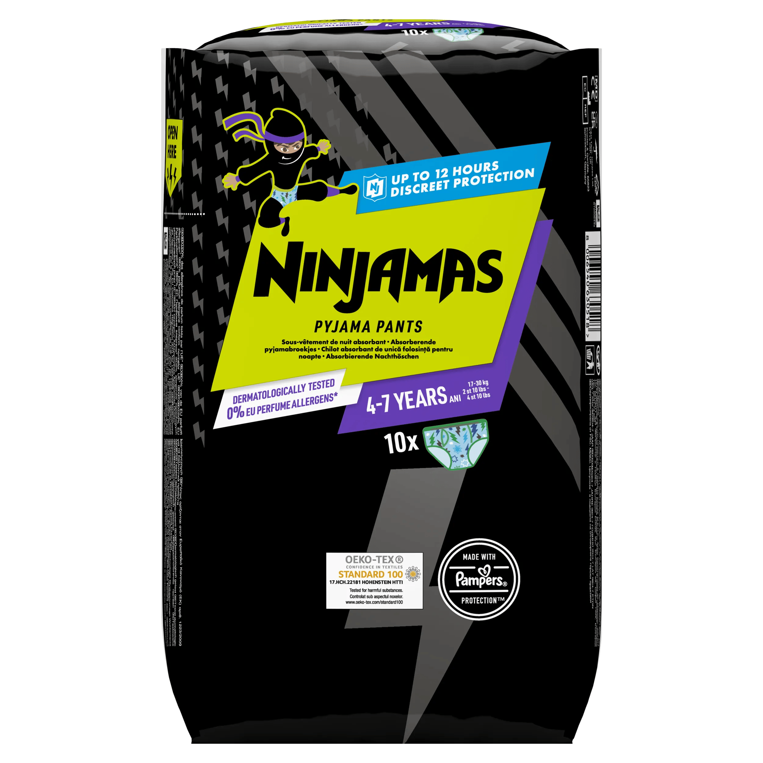 Pampers Ninjamas Pyjama Pants vert 4-7 ans 17-30 kg 10 pantalons