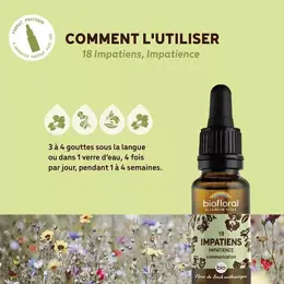 Biofloral Fleur De Bach 18 Impatiens Impatience Compte Gouttes Bio 20 ml