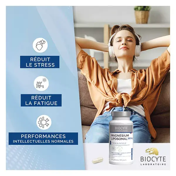 Biocyte Magnésium Liposomal 300mg Stress et Fatigue 60 Gélules