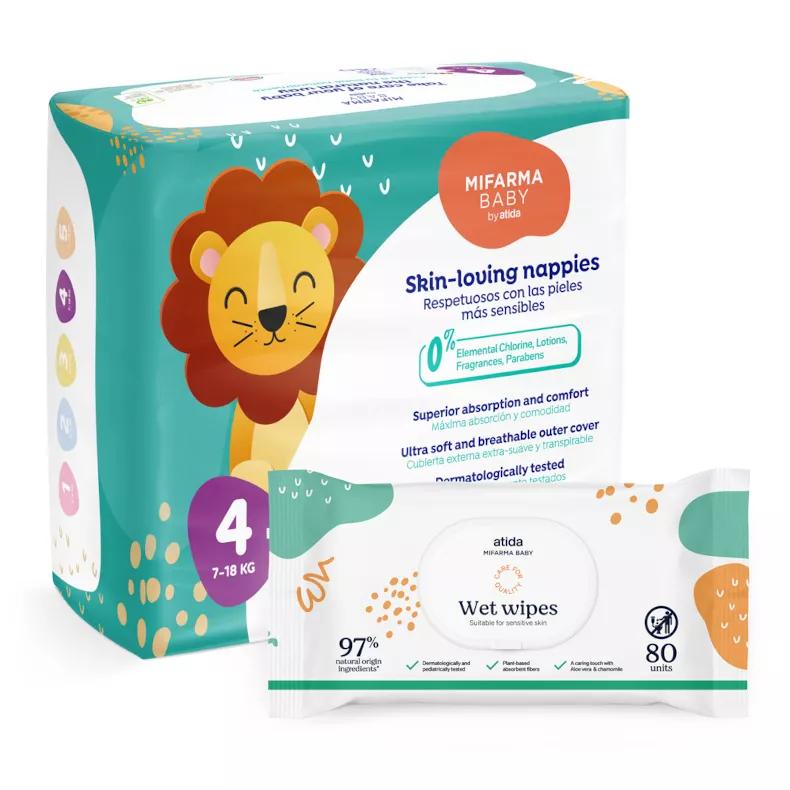 Mifarma Baby Couches T4 7-18kg 40 unités + Lingettes 80 unités