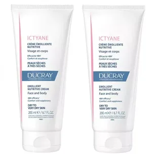Ducray Ictyane Crema Emolliente Nutritiva Lotto di 2 x 200ml