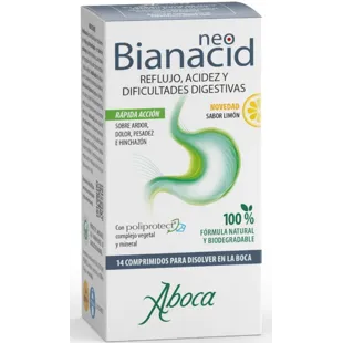 Aboca NeoBianacid Acidity, Reflux, Digestive Difficulties Lemon Flavor 14 Tablets