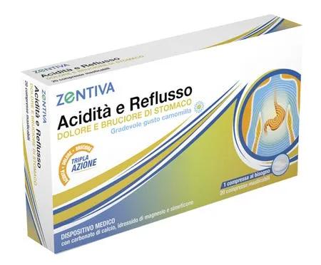 Zentiva Acidità e Reflusso Contro Bruciore e Dolore di Stomaco 20 Compresse Masticabili