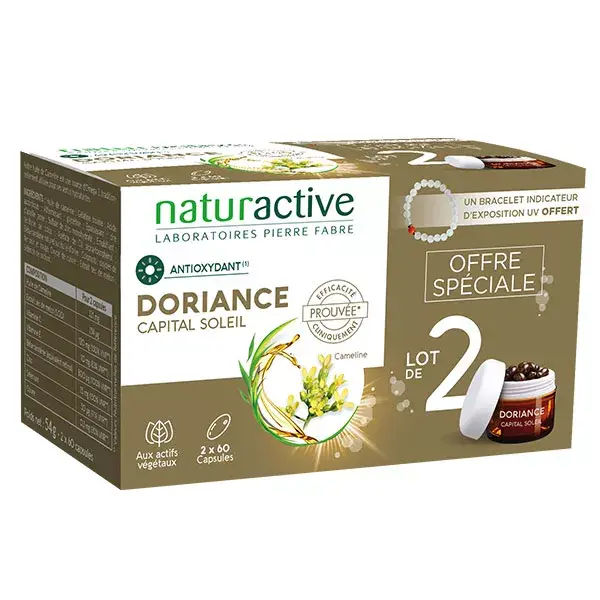 Naturactive Doriance Capital Soleil Lot de 2 x 60 capsules + Bracelet Offert