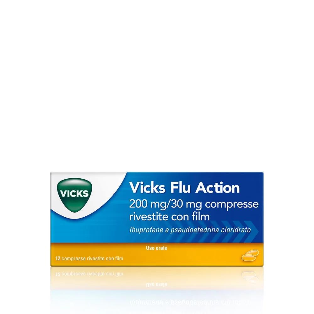 Vicks Flu Action 200 mg/ 30 mg Ibuprofene Pseudoefedrina 12 Compresse