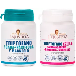 Ana Marí­a Lajusticia Triptófano con Gaba + Pasiflora y Magnesio 60 Comprimidos + Triptófano Plus Ashwagandha + Rhodiola + Magnesio 60 Comprimidos