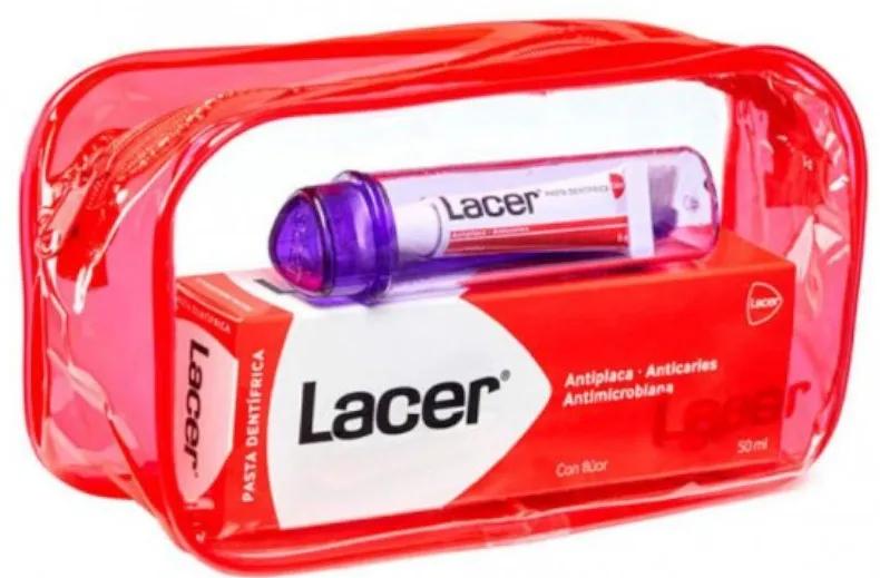 Lacer Trousse de Toilette de Voyage Dentifrice Anti-Caries 50 ml + Brosse + Dentifrice 5 ml