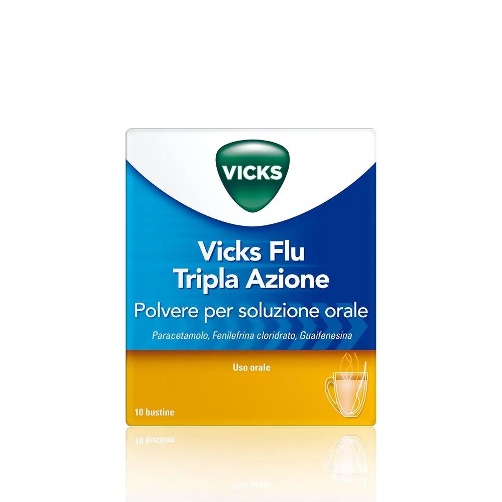 Vicks Flu Tripla Azione Polvere Paracetamolo Influenza 10 Buste