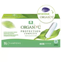 Organyc Tampon Sans Applicateur Flux Super Coton Bio 16 unités