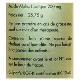 Solgar Acide Alpha Lipoïque 200mg 50 gélules végétales