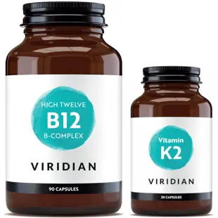 Viridian High Twelve Vit. B12 B-Complex 90 Capsules + Vit. K2 50ug 30 Vegan Capsules