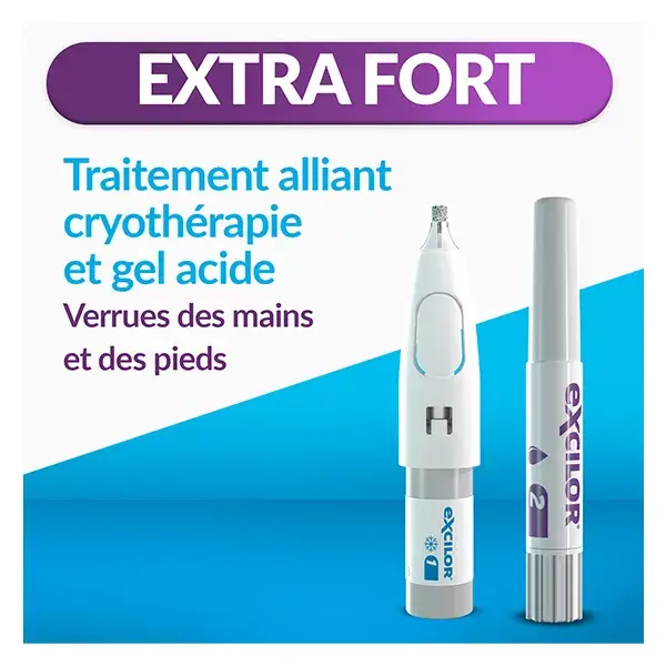 Excilor Verrues Duo Power Cryothérapie & gel acide Mains/pieds Résultats 5j