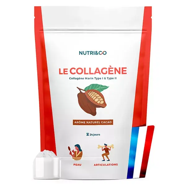 Nutri&Co Collagène Marin Type 1 et 2 Peau & Articulations Saveur Cacao 240g
