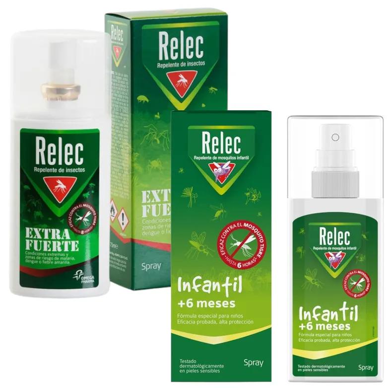 Spray anti-moustiques extra fort Relec 75 ml + Anti-moustiques enfant Relec +6 mois 100 ml