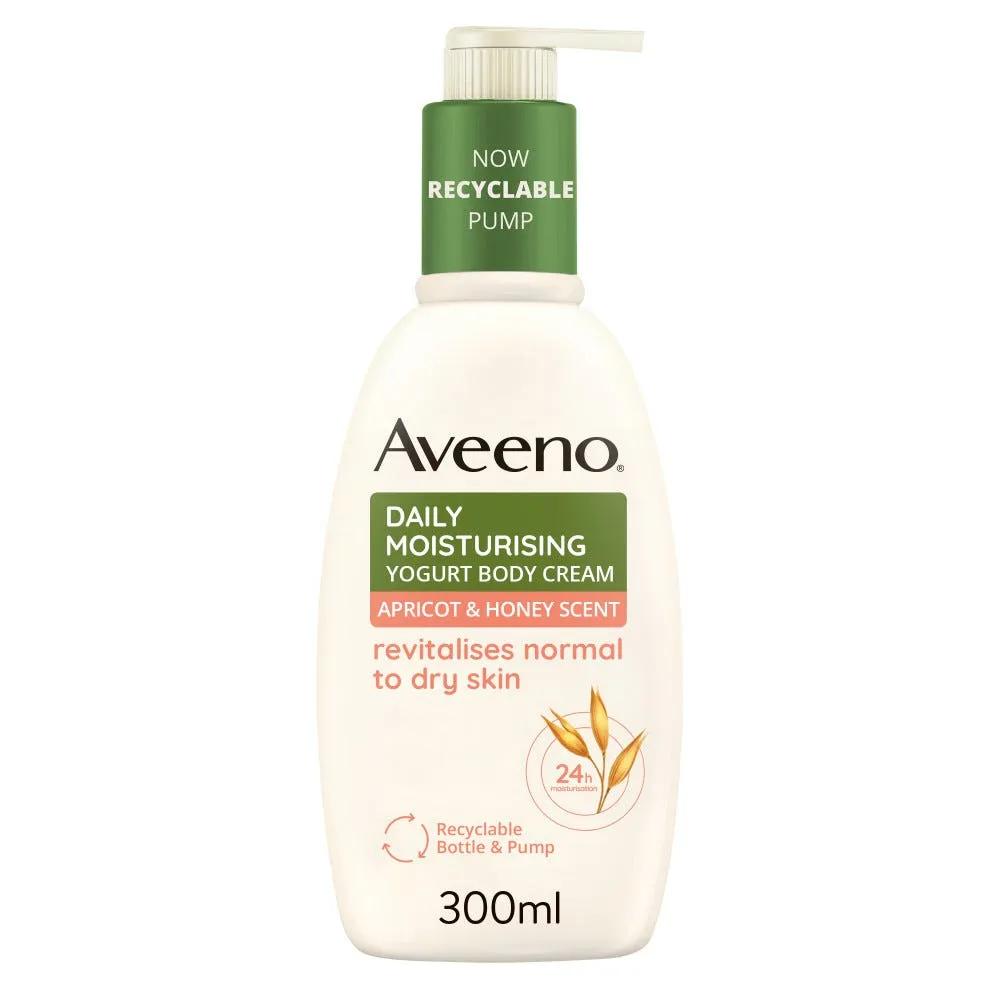 Aveeno Crema Corpo Idratante Per Una Pelle Vellutata e Luminosa Yogurt Albicocca e Miele 300 ml