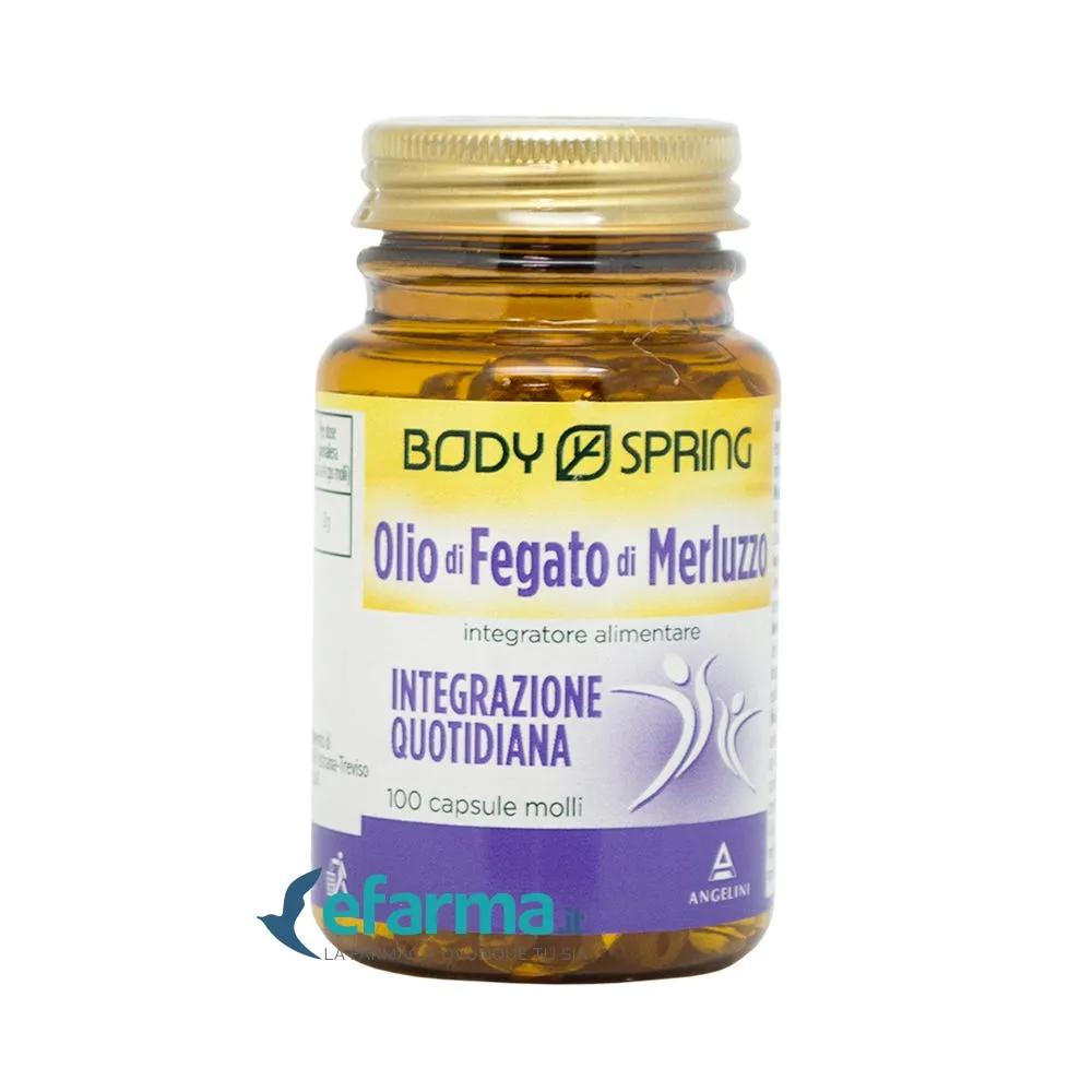 Body Spring Olio Di Fegato Di Merluzzo Integratore Colesterolo 100 Capsule