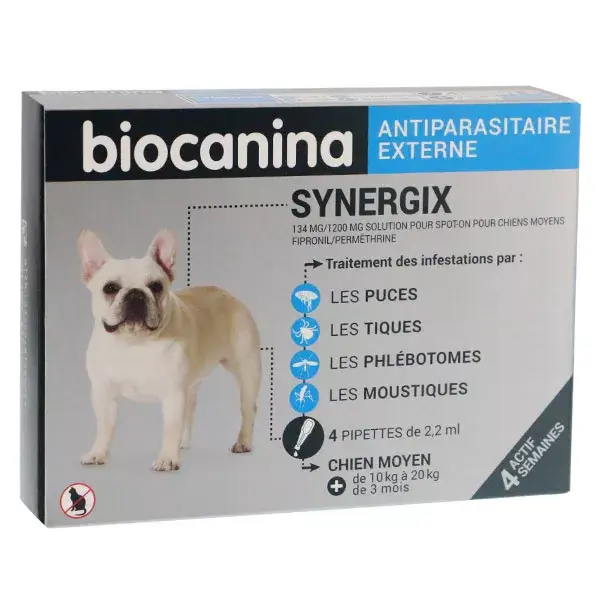 Biocanina Synergix Moyen Chien 10 à 20kg 4 Pipettes