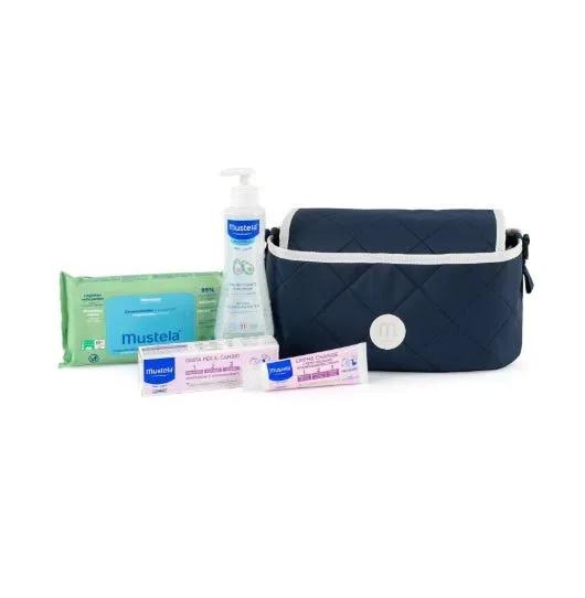 Mustela Organizer Passeggino Fluido Detergente Senza Risciacquo 300 ml + Salviette 60 Pezzi + Pasta Per Il Cambio 50 ml