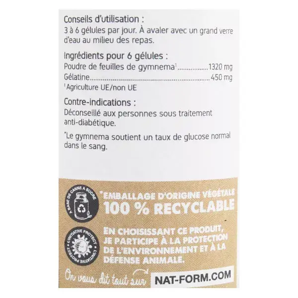 Nat & Form Original Gymnema Integratore Alimentare 200 capsule