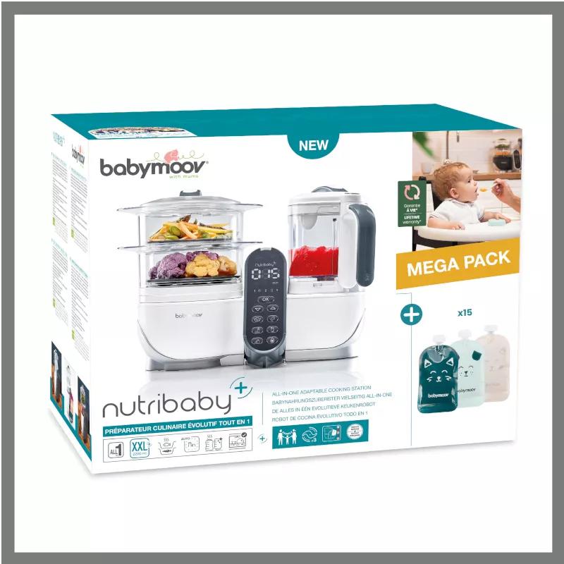 Babymoov Nutribaby Plus 5 em 1 Robot de Cozinha Branco + 15 Pouches de Presente