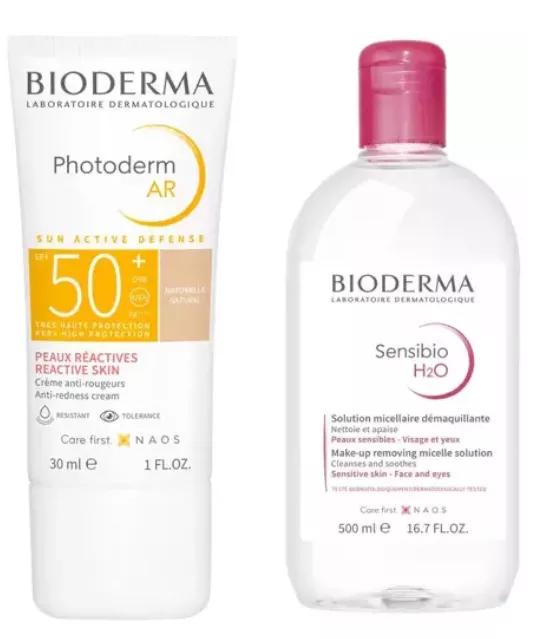 Bioderma Photoderm AR SPF50 + Cor Natural 30 ml + Água Micelar Sensibio H2O 500 ml