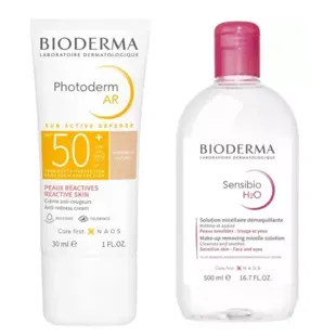 Bioderma Photoderm AR FPS50+ Cor Natural 30 ml + Água Micelar Sensibio H2O 500 ml