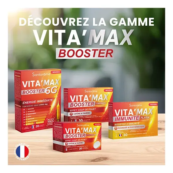 Santarome Vita'Max Booster Effervescent Caféine & Taurine 20 comprimés