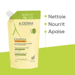 A-Derma Exomega Control Huile Lavante Émolliente Anti-Grattage Recharge 500ml