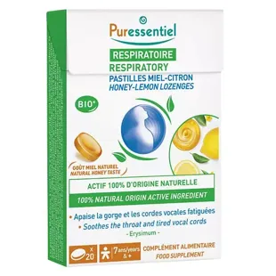 Pastiglie per la gola Puressentiel al miele e limone per le vie respiratorie, 20 pezzi