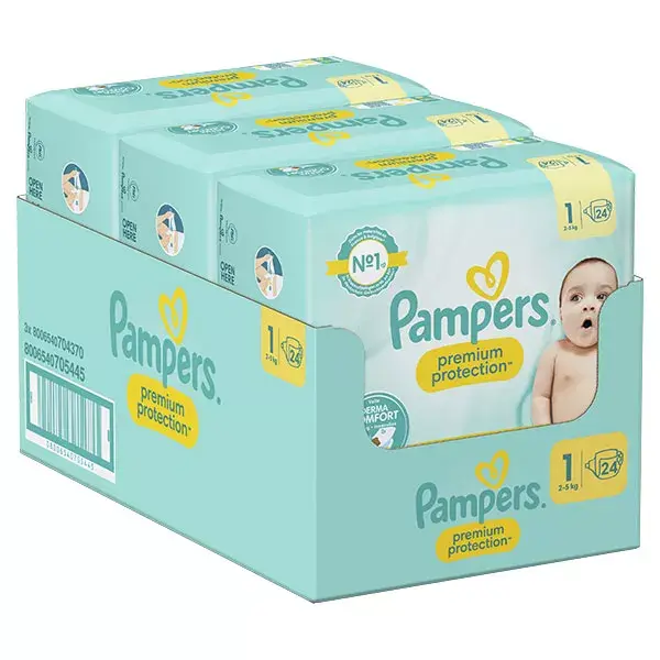 Pampers Premium Protection Taille 1 Couches x24 2kg 5kg Notre N°1
