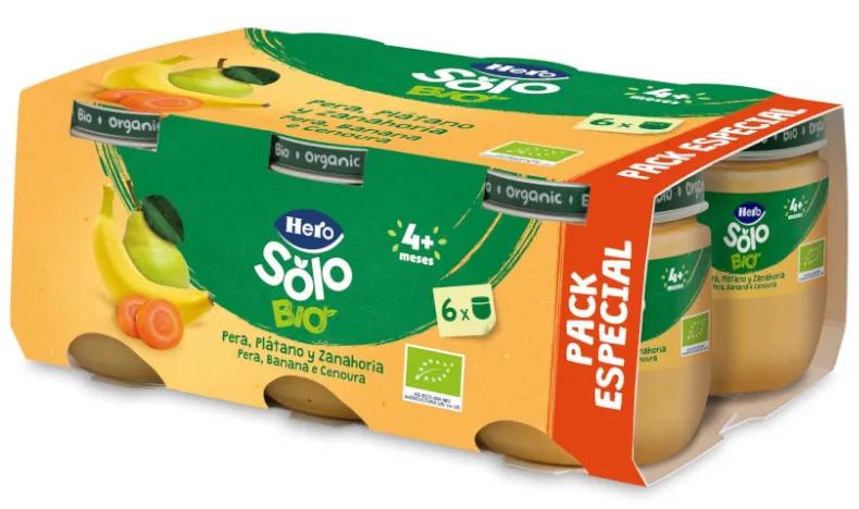 Hero Solo Potten van Peer, Banaan en Wortel ECO +4m 6x120 gr