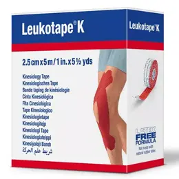 Leukotape K Bande Adhésive Elastique Rouge 2.5cm x 5m